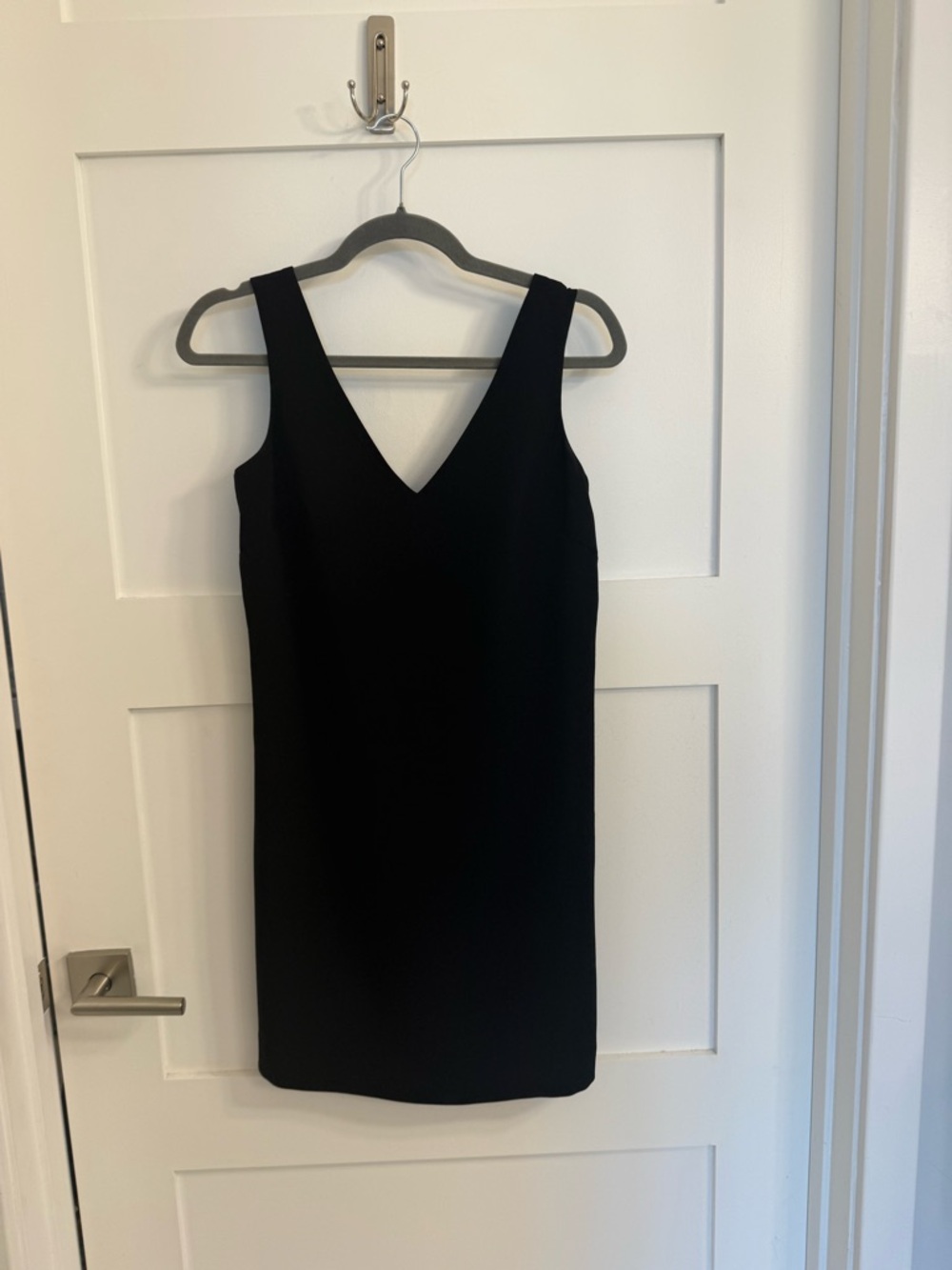 Trina Turk Black V-Neck Mini Dress with Lace Hem Lining